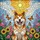 Happy Akita Dog Wildflower Butterfly Sky Sun Tiffany Stained Glass - Dog Lover Gift Stained Glass Suncatcher - 5