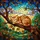 Sleeping Cat Tree Branch Stained Glass Mosaic - Tiffany Style Autumnal Window Art Decor Stained Glass Suncatcher - 5