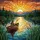 Fisherman Fishing Boat Lake Sunset Reeds Stained Glass - Nature Outdoor Gift for Him Stained Glass Suncatcher - 5