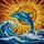 Dolphin Leaping Ocean Waves Radiant Sun Mosaic Intricate Tiffany Style Jewel Tones Stained Glass Suncatcher - 5