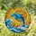 Dolphin Leaping Ocean Waves Radiant Sun Mosaic Intricate Tiffany Style Jewel Tones Stained Glass Suncatcher - 1