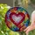 Stained Glass Heart Mosaic - Tiffany Style Jewel Tones Red Magenta Pink Lavender White Stained Glass Suncatcher - 2