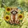 Raccoon Sunflowers Tiffany Stained Glass - Dappled Light Organic Mosaic Home Decor Stained Glass Suncatcher - 1