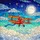 Santa Claus Biplane Tiffany Glass - Christmas Night Sky Full Moon Stars Holiday Gift Stained Glass Suncatcher - 5