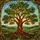Majestic Gnarled Oak Tree Stained Glass - Rolling Hills Sky Tiffany Style Nature Artwork Stained Glass Suncatcher - 5