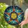 Tiffany Stained Glass Starfish Jewel Tones - Deep Blue Teal Orange Golden Radial Mosaic Art Stained Glass Suncatcher - 2