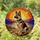 German Shepherd Dog Stained Glass Mosaic Art - Tiffany Sunset & Mountain Landscape Stained Glass Suncatcher - 1