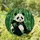 Friendly Panda Bear in Lush Bamboo Forest Stained Glass Art with Jewel Tone Patterns Stained Glass Suncatcher - 1