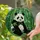 Friendly Panda Bear in Lush Bamboo Forest Stained Glass Art with Jewel Tone Patterns Stained Glass Suncatcher - 2