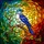 Stained Glass Bird Perched on Branch - Colorful Intricate Jewel Tone Mosaic Art Stained Glass Suncatcher - 5