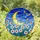 Crescent Moon Stars Daffodils - Blue Lavender Clouds Stained Glass Art Stained Glass Suncatcher - 1