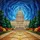 United States Capitol Building Glowing Tiffany Stained Glass Mosaic Pathway Sky Stained Glass Suncatcher - 5