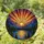 Setting Sun Mountain Lake Forest Tiffany Stained Glass Jewel Tones Colorful Art Piece Stained Glass Suncatcher - 1