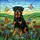 Rottweiler Dog Luna Tiffany Stained Glass - Wildflower Meadow Butterflies Art for Dog Lovers Stained Glass Suncatcher - 5