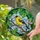 Vibrant Goldfinch Bird Tiffany Stained Glass - Intricate Nature Foliage & Pink Blooms Art Stained Glass Suncatcher - 2