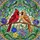 Two Cardinals Stained Glass Art - Affectionate Bird Couple Floral Mosaic Tiffany Style Stained Glass Suncatcher - 5