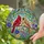 Two Cardinals Stained Glass Art - Affectionate Bird Couple Floral Mosaic Tiffany Style Stained Glass Suncatcher - 2