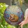 Orange Mer-cat Sleeping Underwater Reef Stained Glass - Glowing Jewel Tones Design Stained Glass Suncatcher - 2