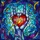 Stained Glass Heart Rock and Roll Hand Gesture, Etched 'HEART', Glowing Swirling Mosaic Patterns Stained Glass Suncatcher - 5