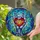 Stained Glass Heart Rock and Roll Hand Gesture, Etched 'HEART', Glowing Swirling Mosaic Patterns Stained Glass Suncatcher - 2