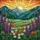 Mountain Meadow Wildflower Stained Glass Art - Golden Sun Teal Mountains Tiffany Style Stained Glass Suncatcher - 5
