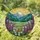 Mountain Meadow Wildflower Stained Glass Art - Golden Sun Teal Mountains Tiffany Style Stained Glass Suncatcher - 1