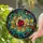 Red Ladybug Stained Glass Art - Emerald Leaves, Amber Foliage & Tiffany Mosaic Stained Glass Suncatcher - 2