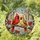 Cardinal Birds Stained Glass Style - Red Berries Blue Leaves Nature Window Decor Gift Stained Glass Suncatcher - 1
