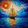 Graceful Sailboat Tiffany Style Translucent Stained Glass Jewel Tone Sun Ocean Sky Stained Glass Suncatcher - 5