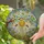 Tree Branch Golden Honeycomb Bees Blue Flowers Green Leaves - Tiffany Glass Mosaic Sky Stained Glass Suncatcher - 2