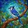 Blue Jay Stained Glass Mosaic - Berries, Foliage, Tiffany Jewel Tones Stained Glass Suncatcher - 5