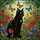 Black Cat Stained Glass Butterflies Red Orange Poppies Blue Pansies Green Foliage Tiffany Art Stained Glass Suncatcher - 5