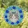 Grey White Tabby Cat Head Blue Flower Green Leaf Tiffany Glass Art - Cat Lover Gift Stained Glass Suncatcher - 1