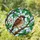 Sparrow Bird Stained Glass Mosaic Art - Tree Branch Leaves Pink Flower Colorful Design Stained Glass Suncatcher - 1