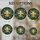Golden Fleur-de-lis Tiffany Stained Glass Art - Jewel Tone Green Leaves Purple Flowers Mosaic Dark Background Stained Glass Suncatcher - 4