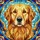 Golden Retriever Dog Stained Glass Art Mosaic - Tiffany Style Geometric Pet Lover Gift Stained Glass Suncatcher - 5