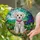 White Bichon Poodle Puppy Stained Glass Jewel Tone Pink Collar Landscape Gift Stained Glass Suncatcher - 2