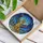 Golden Stained Glass Dragon Art - Winter Mountain Evergreen Pine Blue Eye Scene Stained Glass Suncatcher - 3