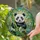 Highly Detailed Glowing Panda Bear Bamboo Stained Glass Tiffany Jewel Tone Mosaic Stained Glass Suncatcher - 2