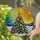 Christmas Tree Stained Glass Winter Sun Mosaic Jewel Tones - Holiday Home Decor Gift Stained Glass Suncatcher - 2