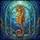 Majestic Seahorse Golden Filigree Blue Eye Underwater Ruins Tiffany Glass Jewel Tones Stained Glass Suncatcher - 5