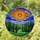 Tiffany Sun Stained Glass Art, Coniferous Trees, Rolling Hills, Clouds, Skyscape Stained Glass Suncatcher - 1