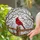 Red Cardinal on Snow Covered Fence Post - Tiffany Stained Glass Winter Home Decor Gift Stained Glass Suncatcher - 2