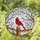 Red Cardinal on Snow Covered Fence Post - Tiffany Stained Glass Winter Home Decor Gift Stained Glass Suncatcher - 1