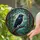 Black Raven Stained Glass Tree Branch Forest Canopy Dappled Sky Mosaic Translucent Stained Glass Suncatcher - 2
