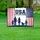 USA 250 Years Strong Family Silhouette - Distressed American Flag Anniversary Yard Sign - 5