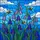 Tall Bell-Shaped Flowers Bumblebees Blue Sky Clouds Mosaic - Tiffany Stained Glass Art Stained Glass Suncatcher - 5