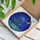 Blue Rose Crescent Moon Night Sky Stained Glass Mosaic Art - Celestial Water Scene Stained Glass Suncatcher - 3