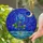 Blue Rose Crescent Moon Night Sky Stained Glass Mosaic Art - Celestial Water Scene Stained Glass Suncatcher - 2