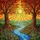 Blue River Autumn Trees Sunlight Landscape Tiffany Style Stained Glass Window Art Stained Glass Suncatcher - 5